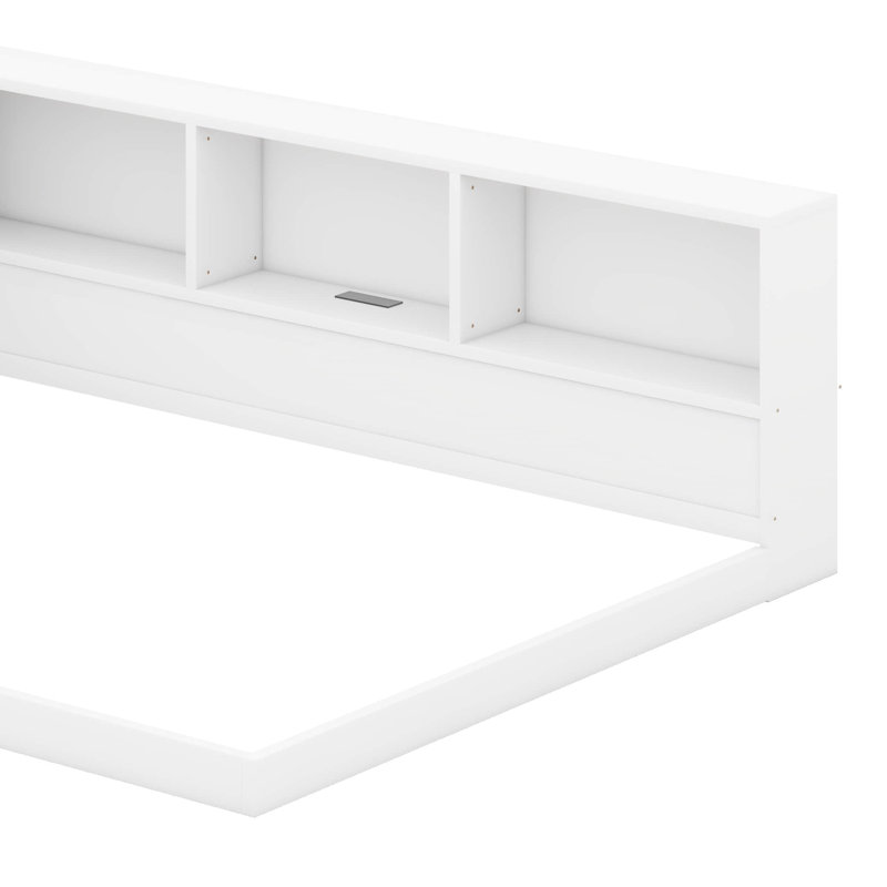 Lit d'angle grand lit avec tablettes, lit de jour en bois grand format avec DEL, structure de lit de jour en forme de L