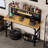 71''Adjustable Workbench With Pegboard, Heavy Duty Wooden Desktop Workbench With Wheels, 1600 Lb. Load Capacity, Rolling Workbench With AC/USB Outlet, Hooks, Shelf, For Garage, Workshop, Office, Home.