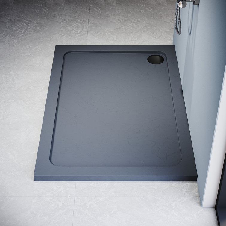 120W*80Dcm Rectangular Single Shower Base in Grey with Low-Profile Aesthetics Design and Non-Slip Feature