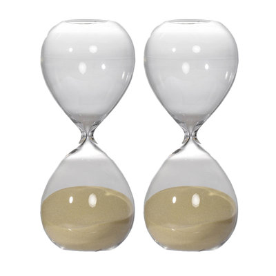 Set Of 2, 8" 30-minute Hourglass | Clear Glass Sand Timer For Home & Desk Decor