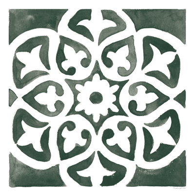 " Andalusian Tile IV Pine Green " by Mercedes Lopez Charro Painting Print