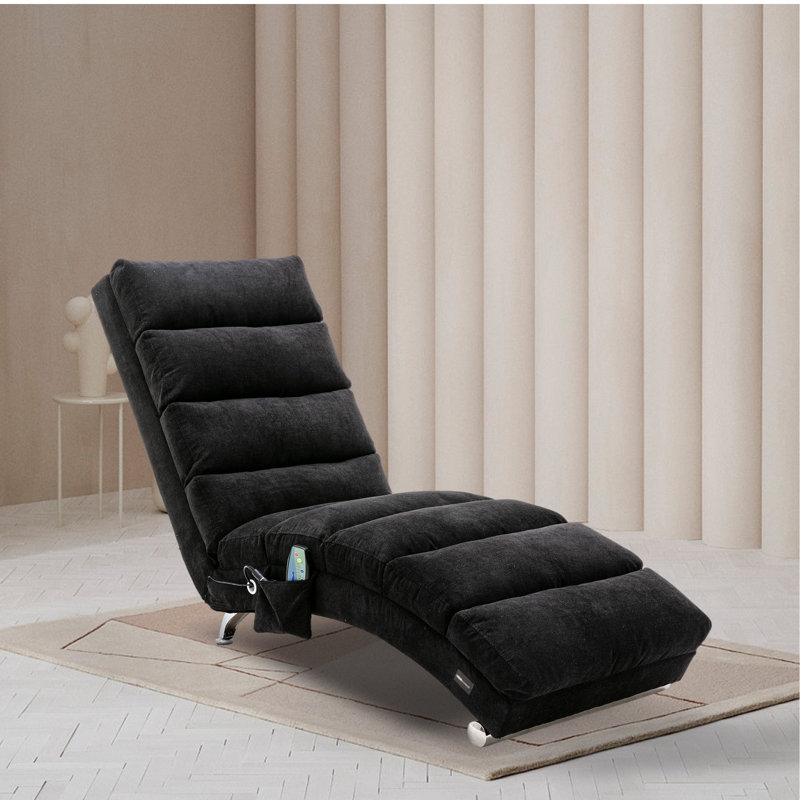 Chaise longue rembourrée Laquasia, Microfibre noire / microsuède
