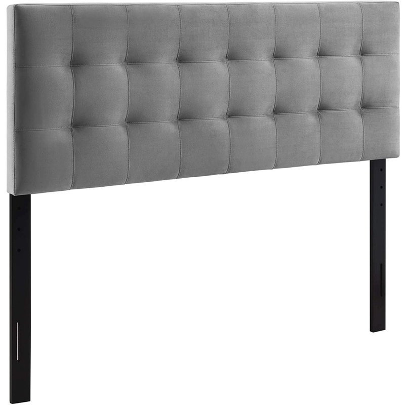 Biscuit-Tufted Performance Velvet Headboard In Gray, Gray, Queen