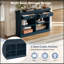 Console avec 2 tiroirs et tablettes de rangement ouvertes-705161122