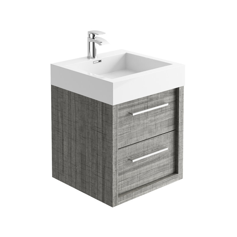 Walker 500mm Wall Mount Vanity Unit, Grey Ash