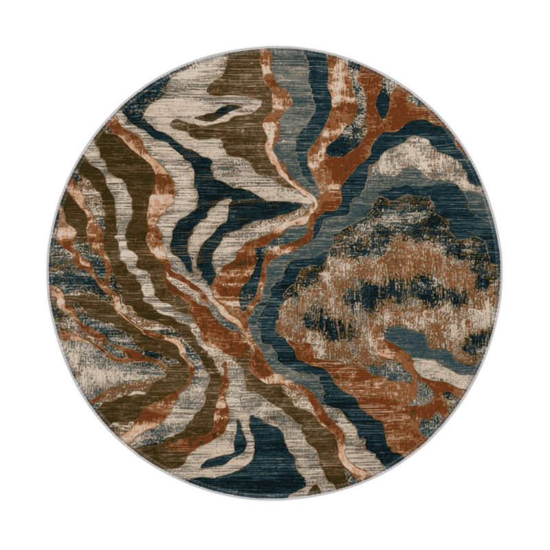 Tapis d'intérieur et d'extérieur brun Nature, Rond 5 pi
