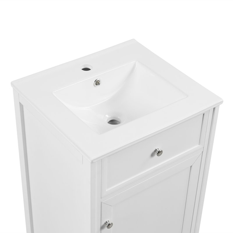 20'' Single Bathroom Vanity With Ceramic Top, White