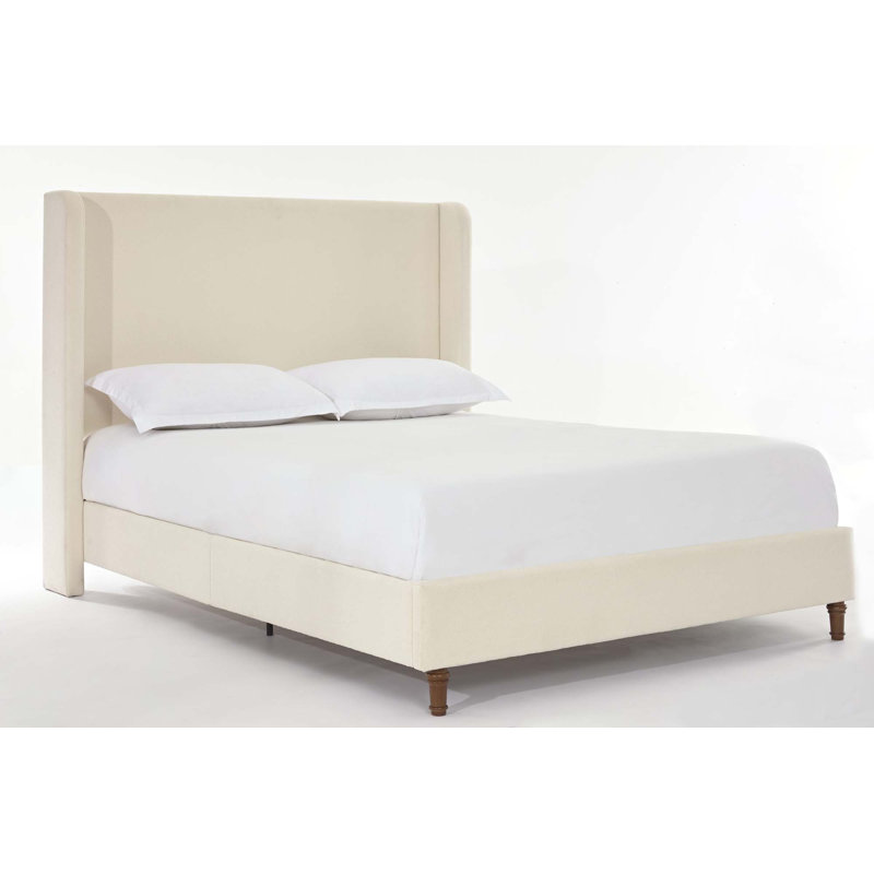 Grand lit tapissier Harper, sans sommier tapissier, Ivoire ivoire