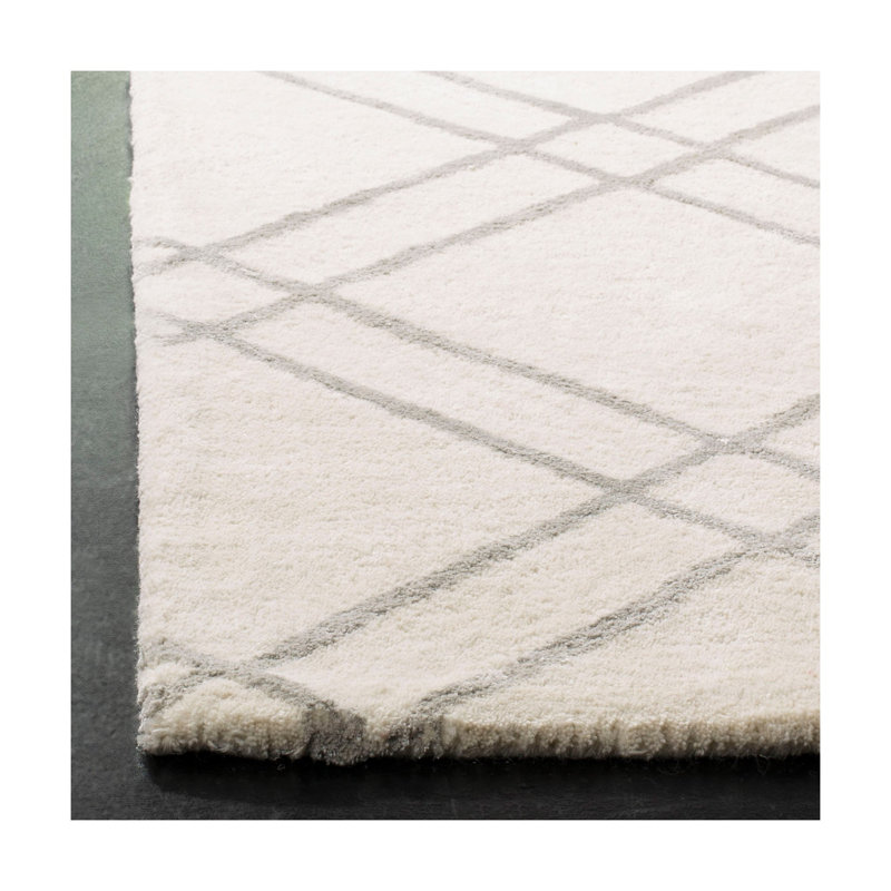 Tapis géométrique en laine touffeté à la main Milroy, Rectangle 6 pi x 9 pi