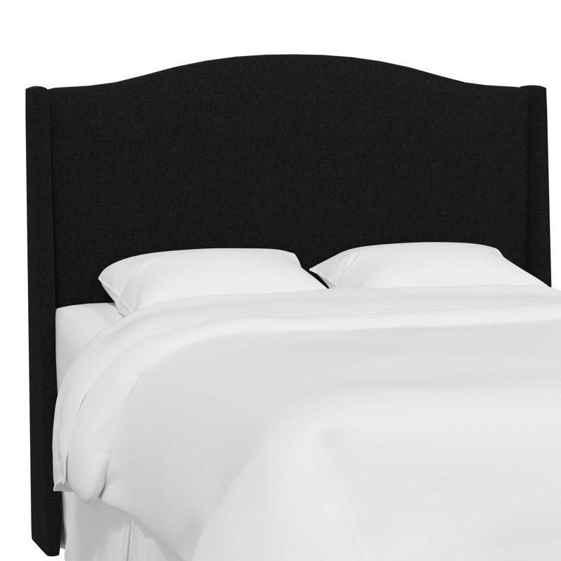 Tête de lit tapissier à oreilles Byrd, Lin noir classique, Complète