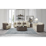 3 Pieces Makassar Sofa Set Lite Grey & Taupe Italian Leather