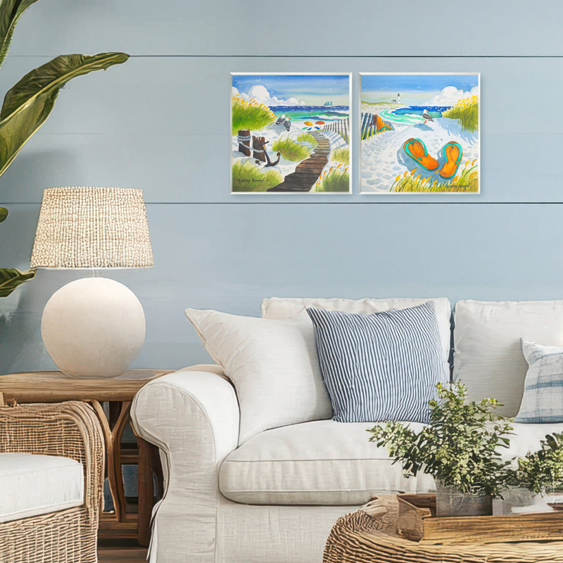 Ensemble de 2 plaques murales Boardwalk Through Beach Scenery, par Robin Altman