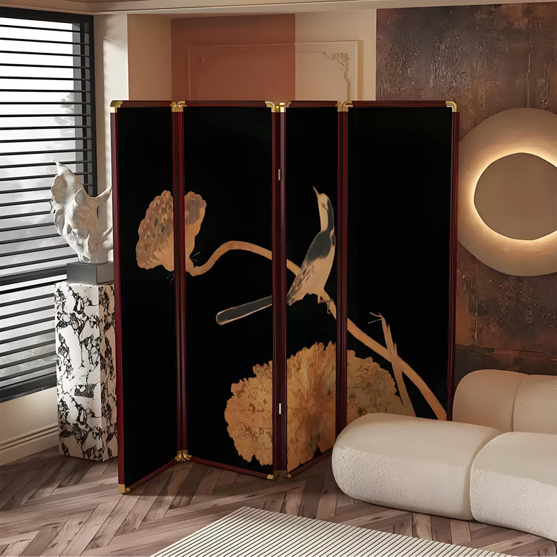 Zen Floral Bird Room Divider, 70.87"H x 70.87" W x 1.57" D