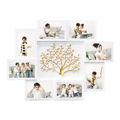 Meyersdale Family Tree Integrated Collage Frame, White PVC Frame Fits Standard 4x6 Photos