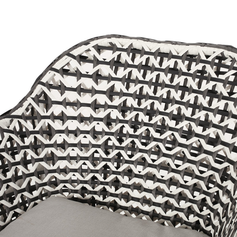  Ensemble de 2 chaises d'extérieur en corde tissée avec dossier incurvé et coussins Boho