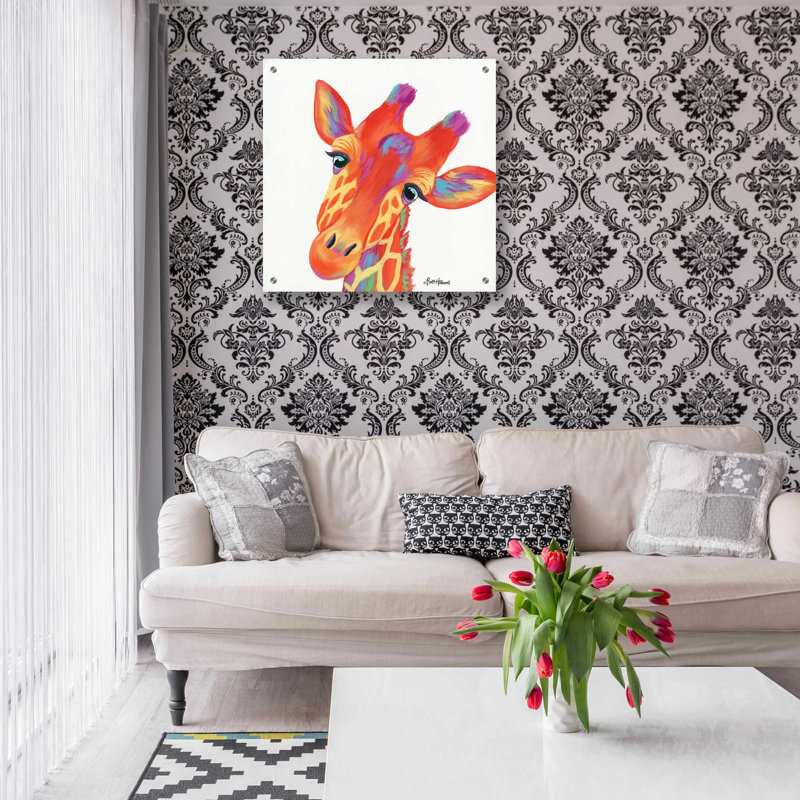 «Cheery Giraffe» par Britt Hallowell - impression sans cadre, H 24 po x l 24 po x P 0,2 po