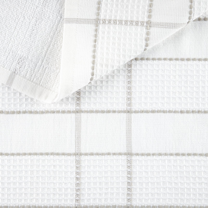 Linen Plaid and Stripe Cotton Kitchen Towel Set, 6-Pack