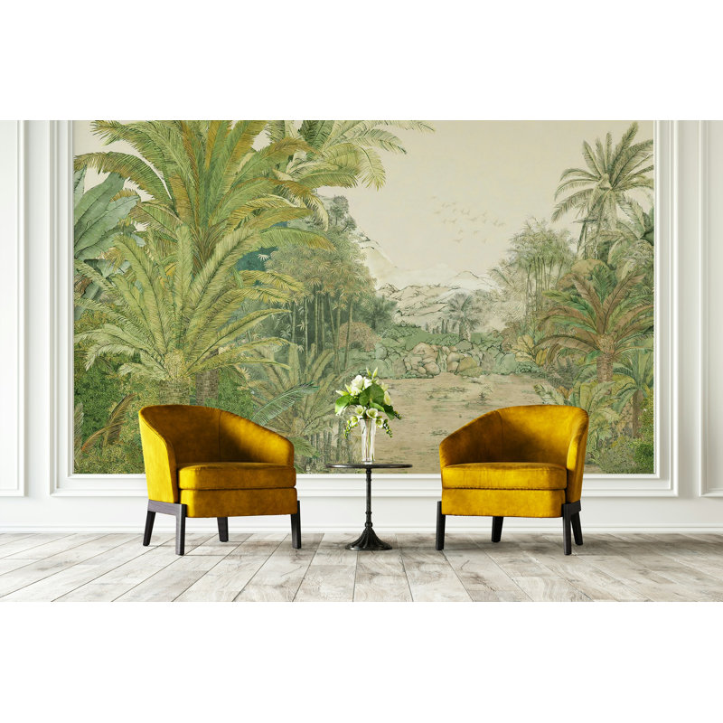Papier peint vert palmier tropical, L 105,96 po x l 187 po