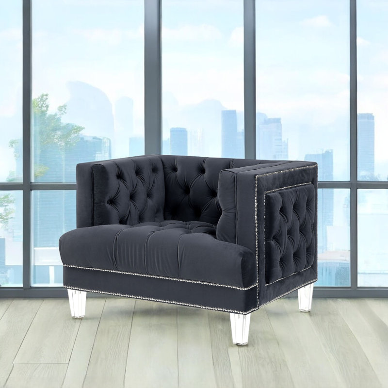 Chaise Ansario, Velours noir