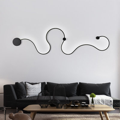Applique murale encastrée noire à 1 lumière DEL Almae 50 po de longueur