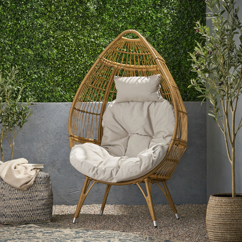 Chaise longue d'extérieur en osier Papasan, Naturel