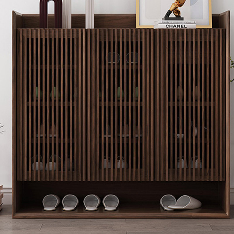 Rangement à chaussures moderne en bois massif brun noisette
