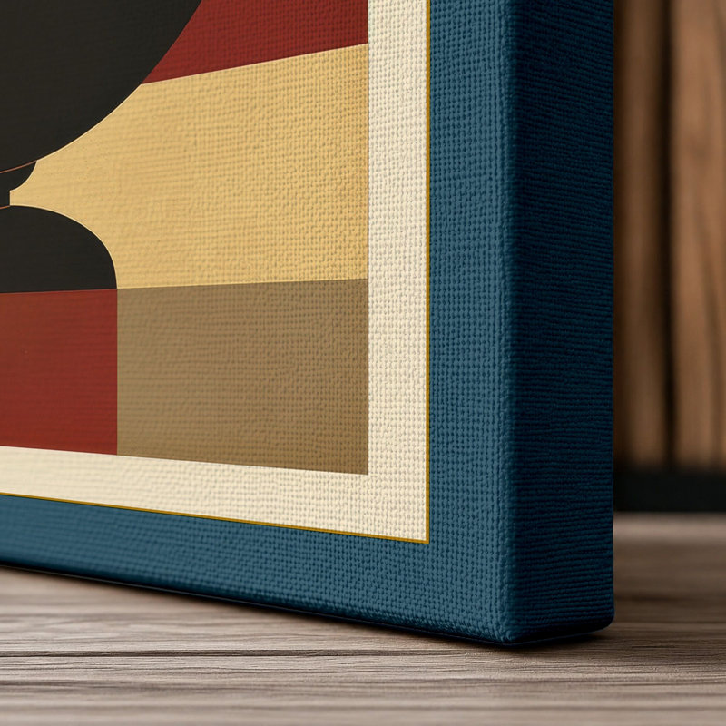 Pedestal Fruit Bowl Art Deco - Wrapped Canvas, 36x24 - 91.4 x 61.0 cm, Teal Border