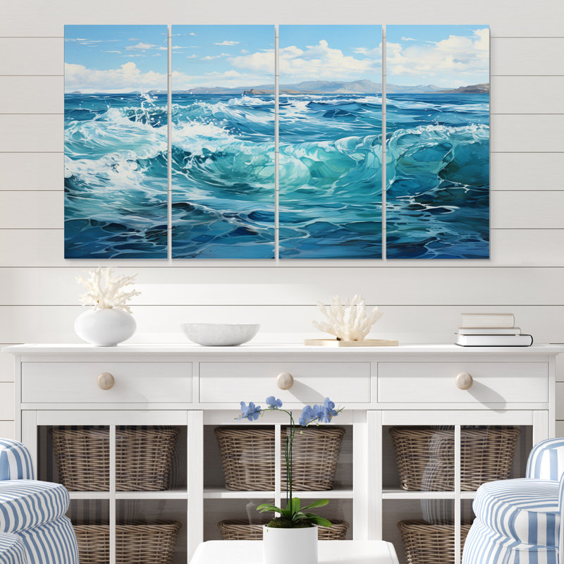 «Teal Ocean Infinity» sur toile, reproduction de 4 pièces