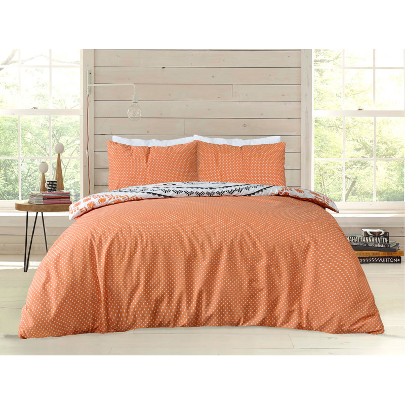 St. Charles Cotton Blend Animal Print Duvet Cover Set with Pillowcases, Single - 1 Standard Pillowcase, Rust