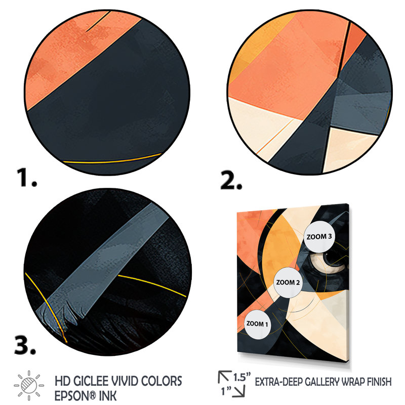 «Pink Woman Cubist Portrait II - Abstract Cubism», reproduction d'art murale, H 44 po x l 34 po x P 1,5 po, Cadre simple noir