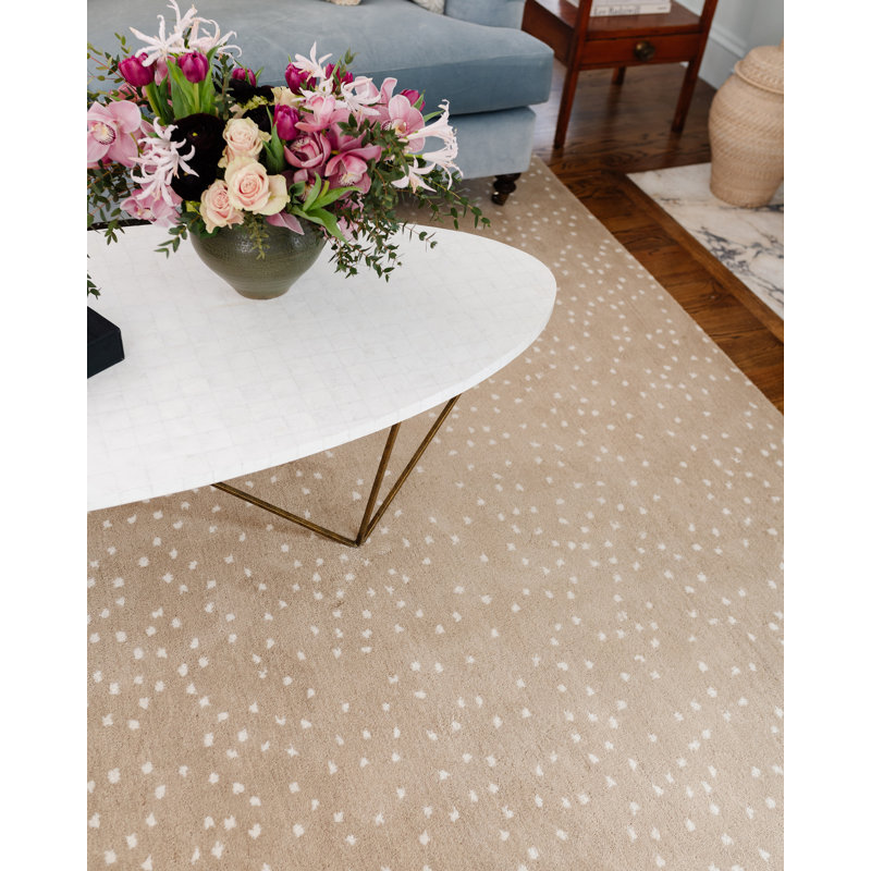 Hand Tufted Wool Area Rug, Rectangle 8'9" x 11'9", Beige/White