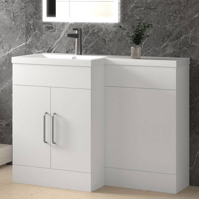 Single Bathroom Vanity with Integrated Resin Basin, 900mm