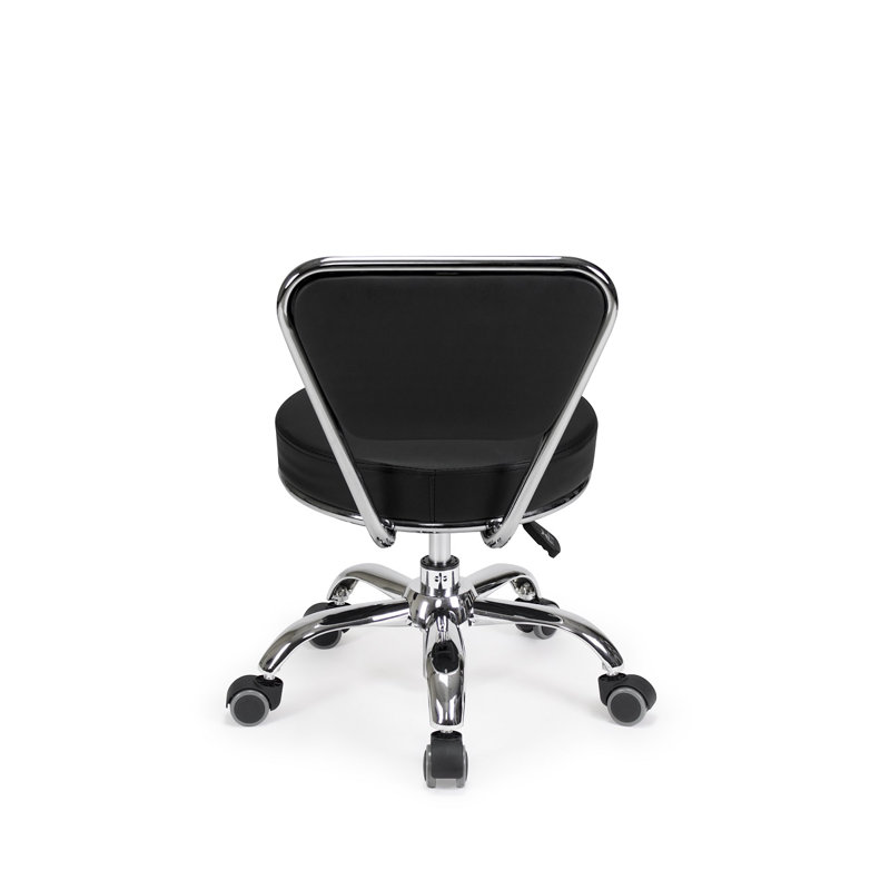 Dayton Backed Adjustable Height Ergonomic Lab Stool with Wheels, Black