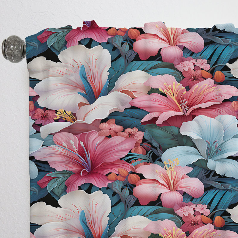 Tropical Mirage - Motif tropical - Rideau floral - Velours obscurcissant - 1 panneau, L 52 po x L 95 po