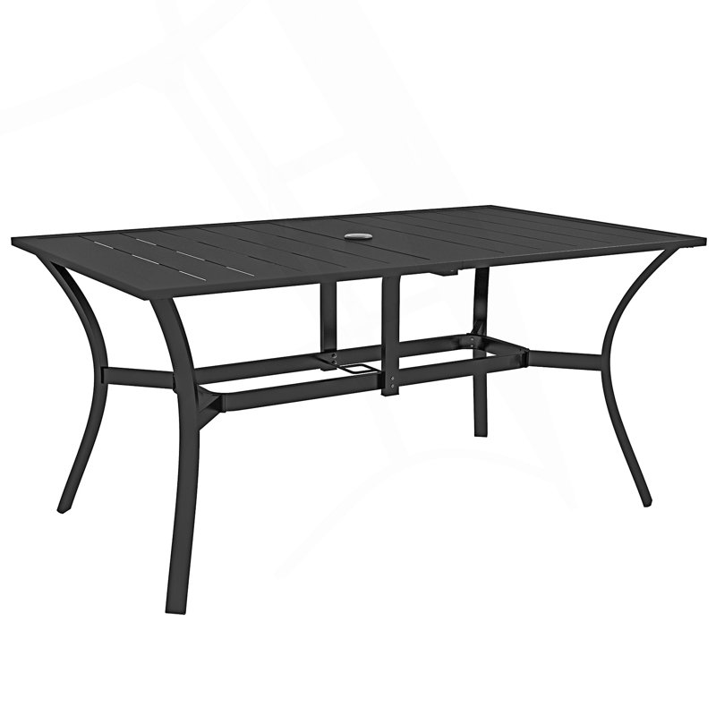 Rectangle Outdoor Dining Table, Rectangular Patio Table With Umbrella Hole