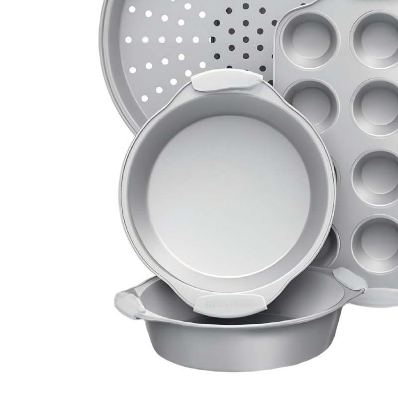 Kitchen Nonstick Bakeware Set, Heavy Duty Silver 10 Pcs Easy Release Baking Set