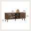 Meuble télé en noyer de 55 po avec 2 portes rainurées, tablettes réglables et meuble de rangement pour centre multimédia