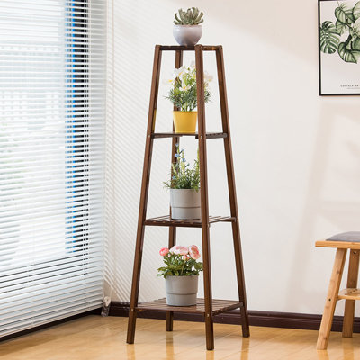 Étagère de pot de fleurs en bambou à 4 niveaux Asuman