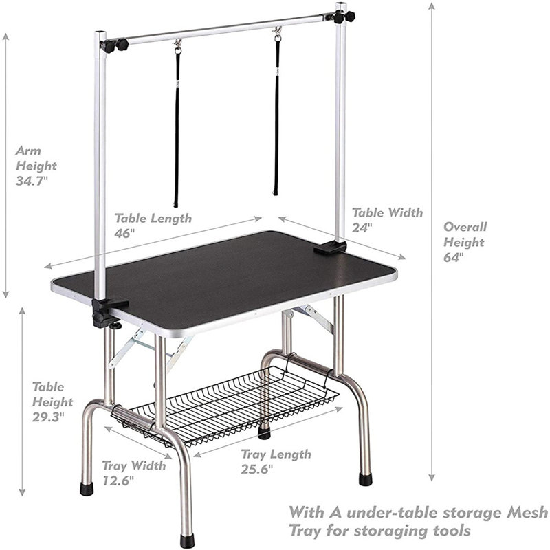 Table de nettoyage pour animaux, H 64 po x l 64 po x P 24 po
