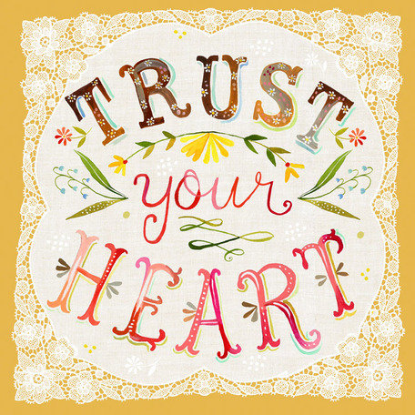 «Trust Your Heart» par Katie Daisy, art sur toile, H 16 po x L 16 po x l 1,25 po