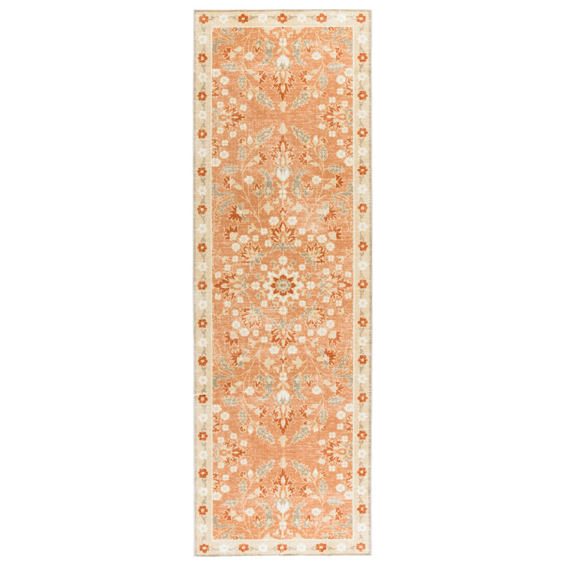 Msrw 184 Performance Machine Washable Floral Rug, Runner 2'6" x 8'