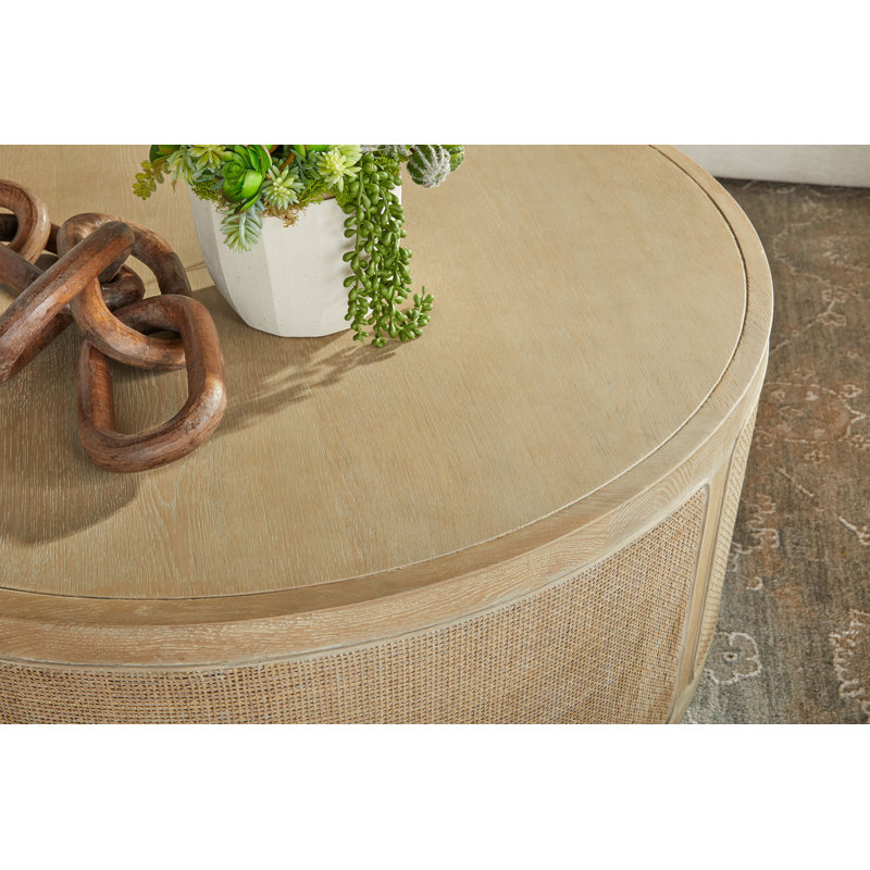 Gray Round Wood Lift-Top Coffee Table with Storage