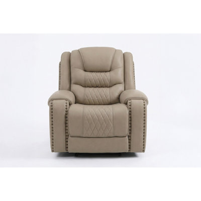 Top Grain Leather Match Toffee Color Power Recliner Single Chair Living Room Built In USB Port 1pc
