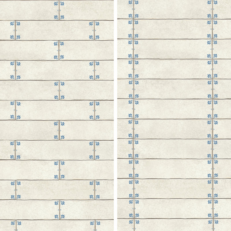 Crackle 2-7/8 In. X 11-7/8 In. Ceramic Wall Tile, Beige/Blue