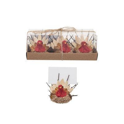 Dried Natural Corn Husk Turkeys With Place Card/Photo Holders