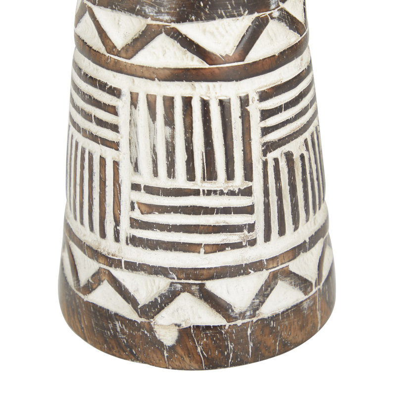 6.4'' H Solid Wood Tabletop Candlestick, Brown, 10'' H x 3.3'' W x 3.55'' D