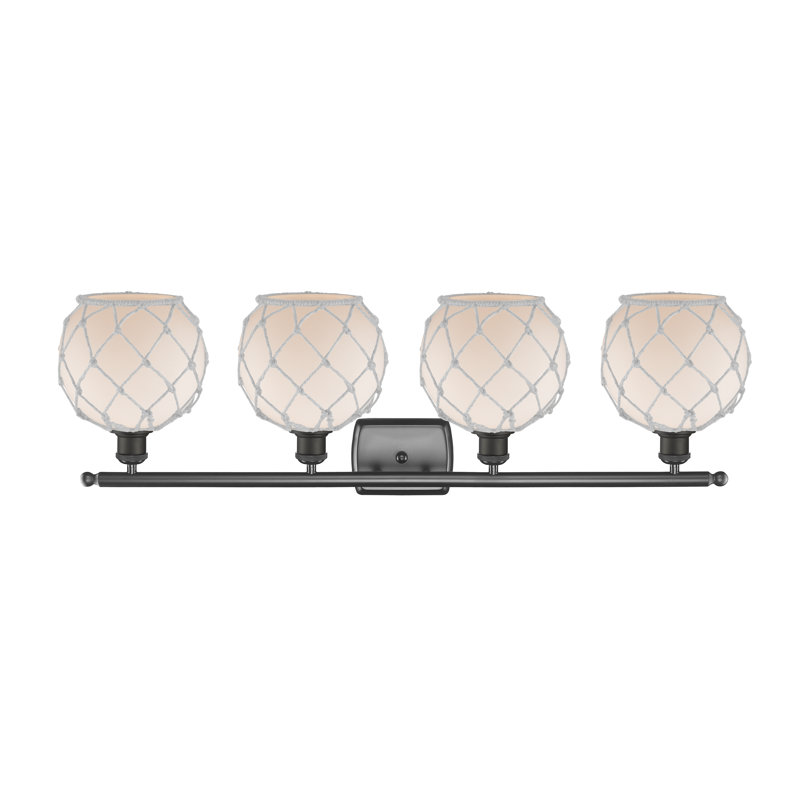 Larochelle 4 - Light Dimmable Vanity Light, 6 Watt Vinage LED Bulb, White/Off White, Oil Rubbed Bronze