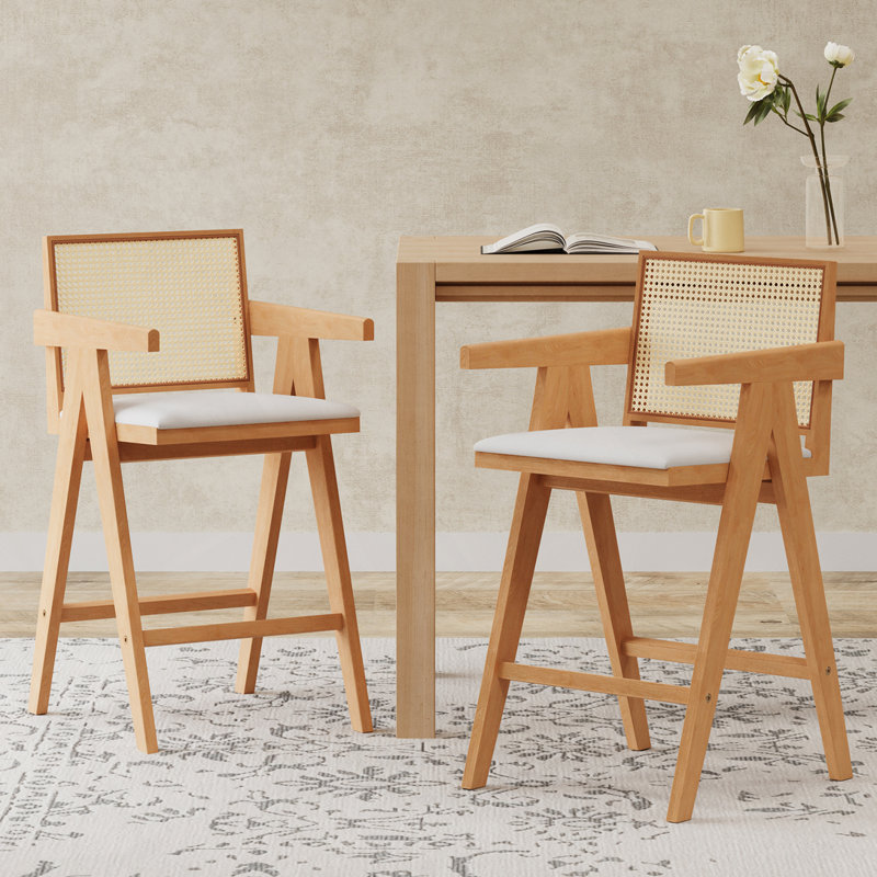 Tabouret de bar en plastique tissé, Naturel