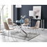 Lenworth Chrome and Glass Rectangular Dining Table Set with 4 Luxury Faux Leather Chairs