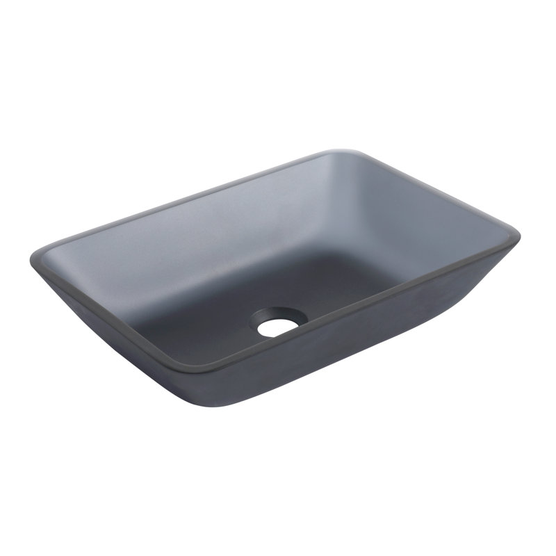 Rosefray 17.94'' Black Glass Rectangular Bathroom Sink